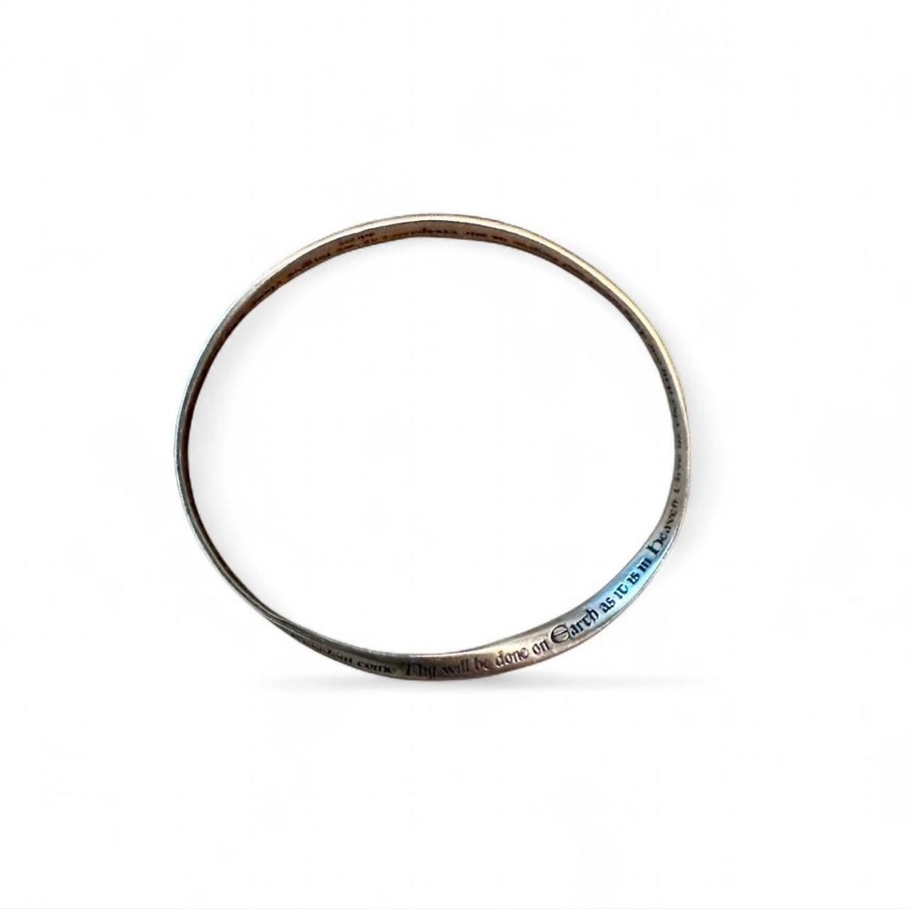 Laurel Elliot Sterling Silver Engraved Silver Bangle Bracelet "Our Father"Prayer - Picture 2 of 2